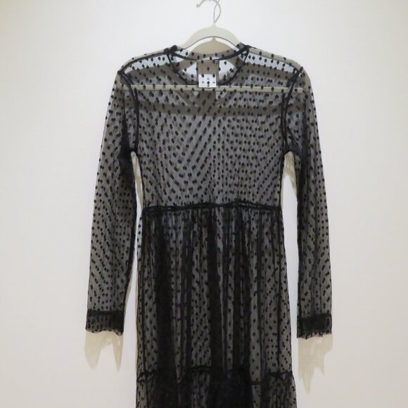 ASOS MILK IT VINTAGE Mesh Layer Spotted Midi Dress Whimsigoth Goth Morticia - Picture 11 of 14